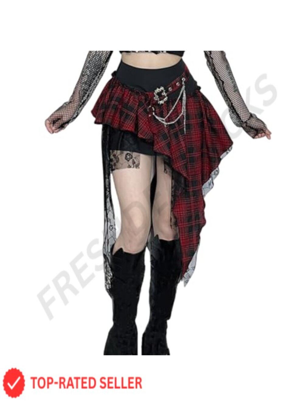 Goth Asymmetric High Waisted Pleated Tiered Mini Skirt Women Y2K Festival Skirt